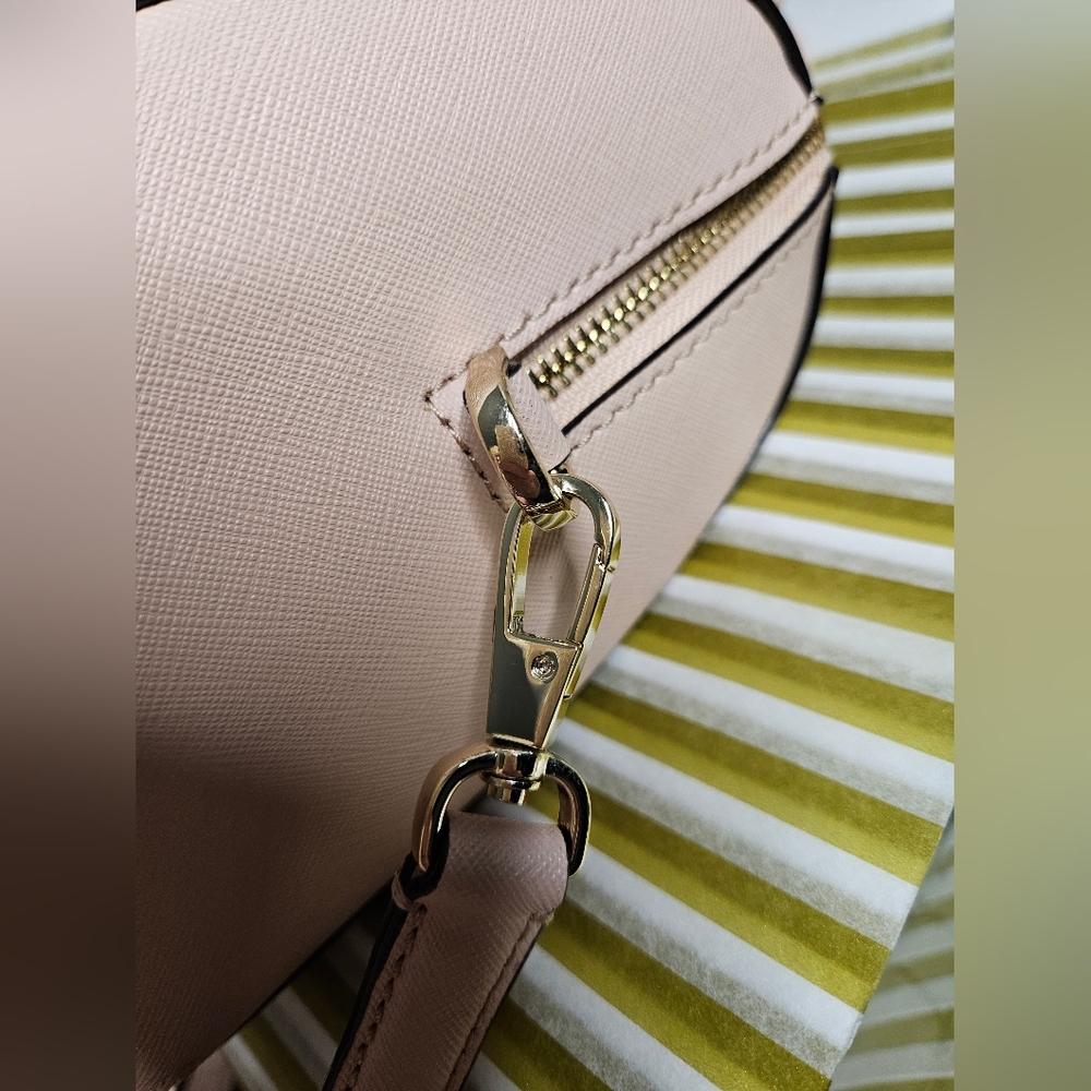 NWOT Kate Spade Blush Pink Crosshatch Leather Satchel Handbag w/ Crossbody Strap - Picture 13 of 16